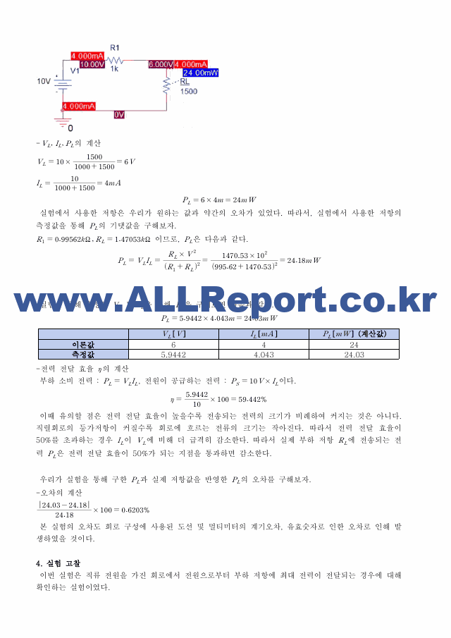 [기초전자전기실험1] A＋받은 최대전력전송정리 결과보고서 기초전자전기실험.pdf